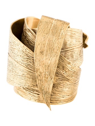 Saint Laurent Golden Leaf Chunky Cuff Bracelet
