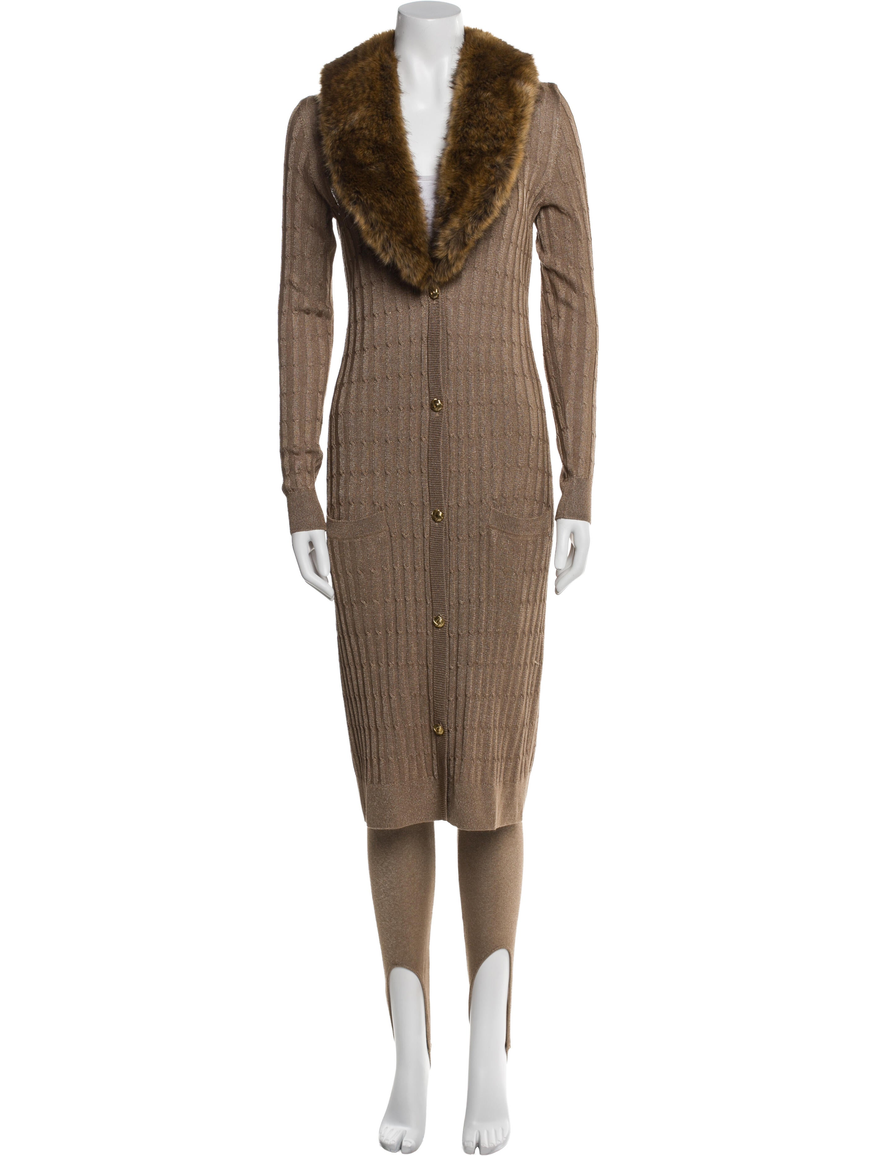 Saint Laurent 2022 Faux Fur Trim Pant Set