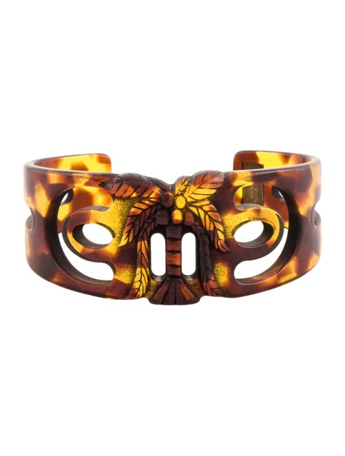 Saint Laurent Resin Tortoiseshell Cuff Bracelet