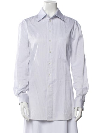 Saint Laurent Striped Long Sleeve Button-Up Top