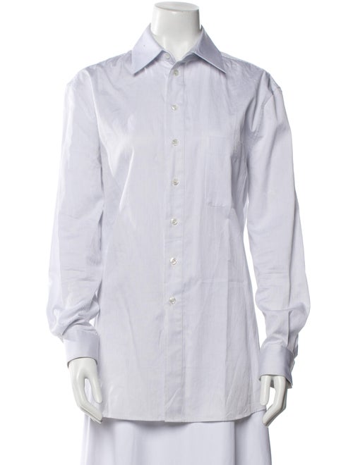 Saint Laurent Striped Long Sleeve Button-Up Top