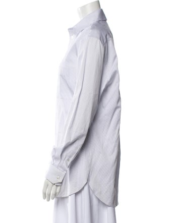 Saint Laurent Striped Long Sleeve Button-Up Top