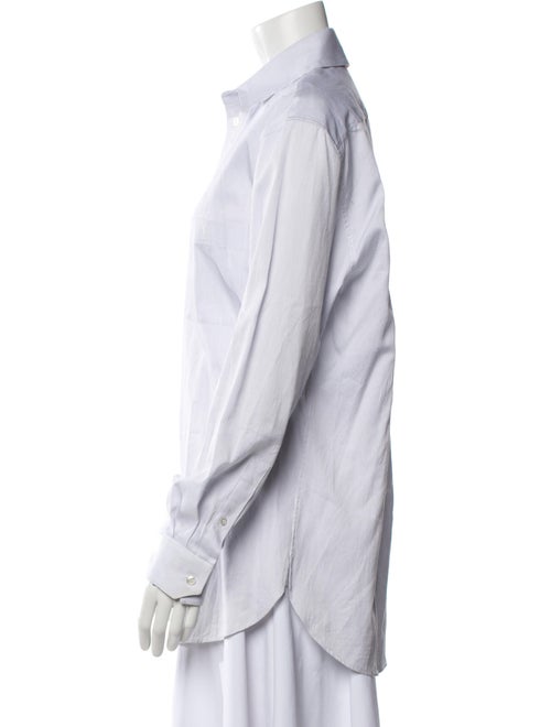 Saint Laurent Striped Long Sleeve Button-Up Top