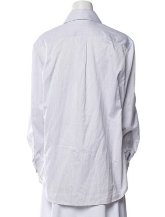 Saint Laurent Striped Long Sleeve Button-Up Top