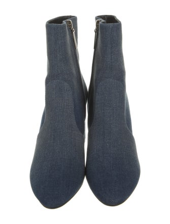 Saint Laurent Denim Colorblock Pattern Sock Boots