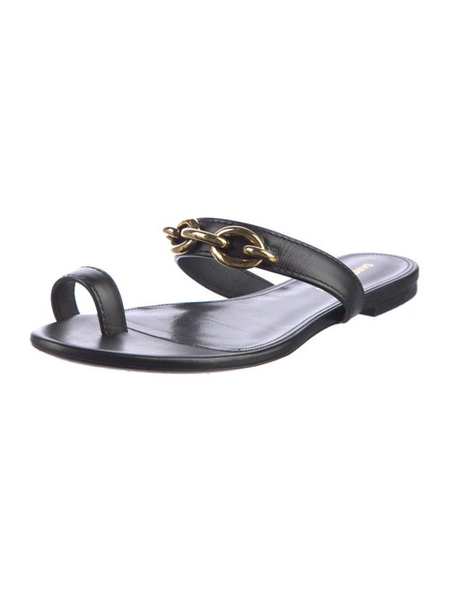 Saint Laurent Leather Chain-Link Accents Slides