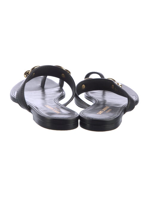 Saint Laurent Leather Chain-Link Accents Slides