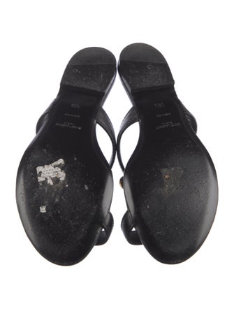 Saint Laurent Leather Chain-Link Accents Slides