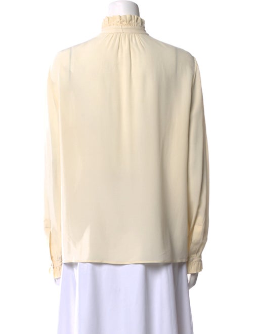 Saint Laurent Silk Mock Neck Button-Up Top