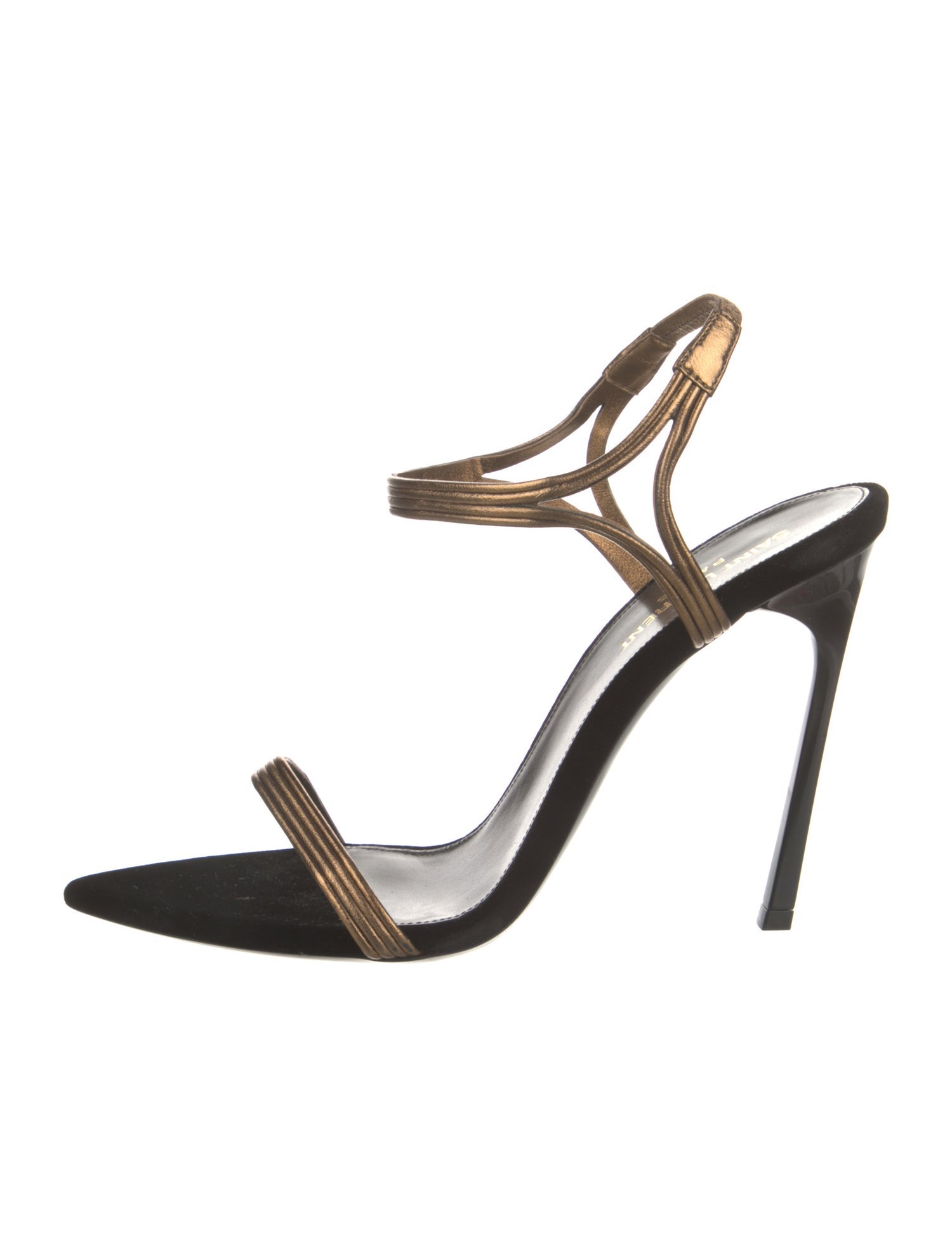 Saint Laurent Leather Mesh Accents Slingback Sandals