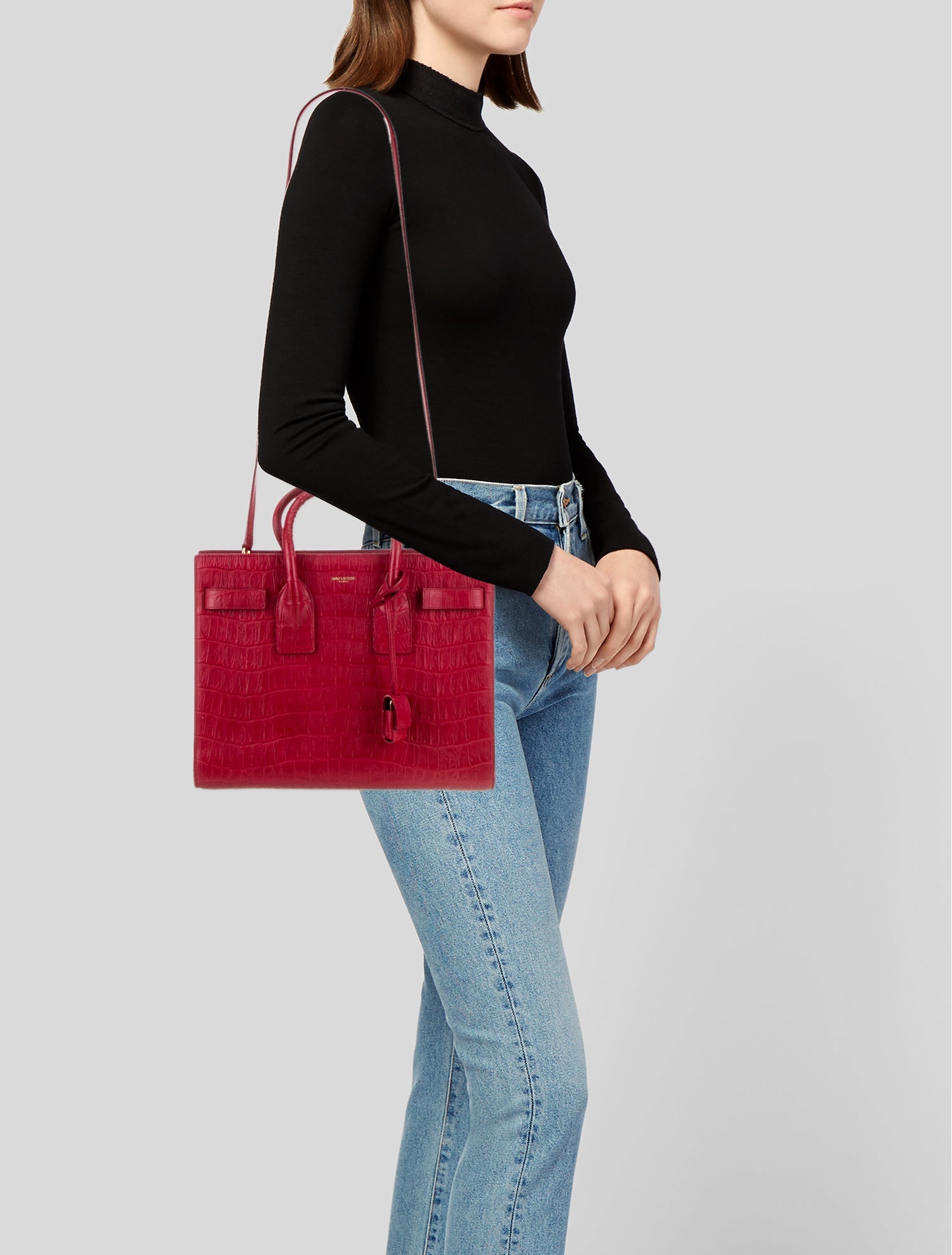 Saint Laurent Embossed Leather Sac De Jour