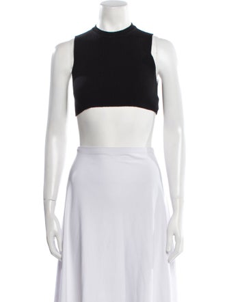 Saint Laurent Wool Mock Neck Crop Top