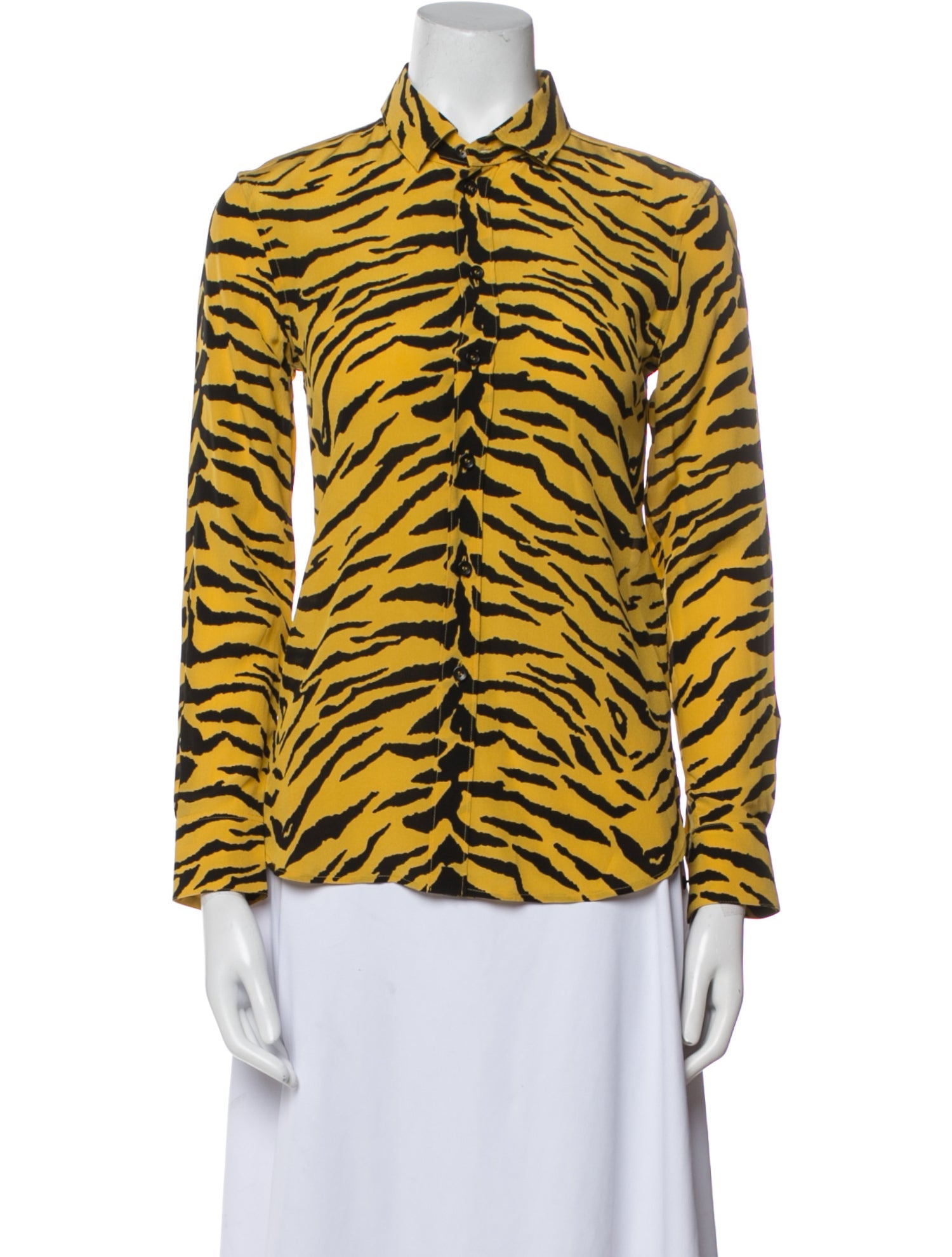 Saint Laurent Silk Animal Print Button-Up Top w/ Tags