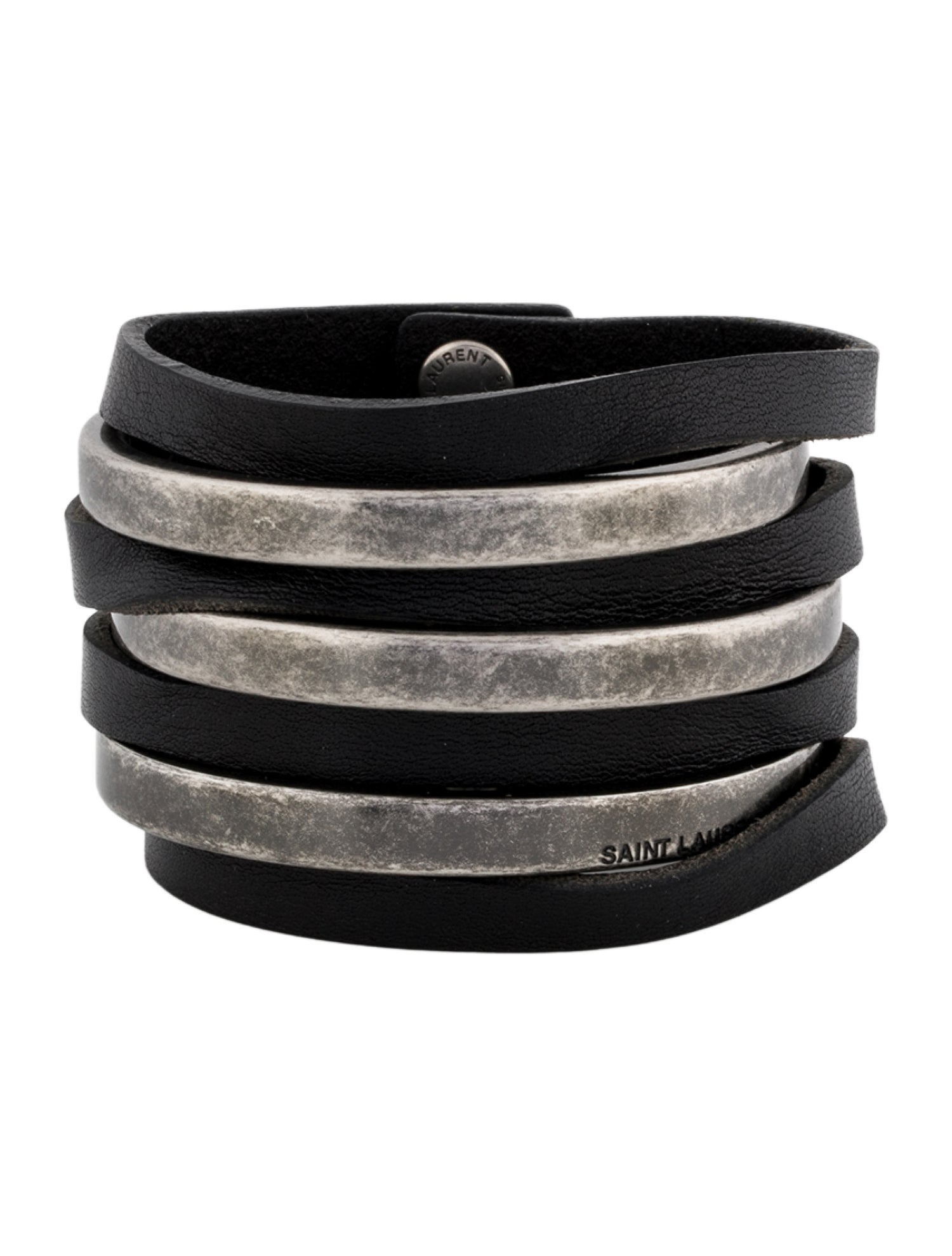 Saint Laurent Leather Layered Wrap Bracelet