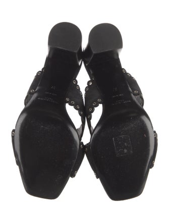 Saint Laurent Suede Eyelet Trim Slides