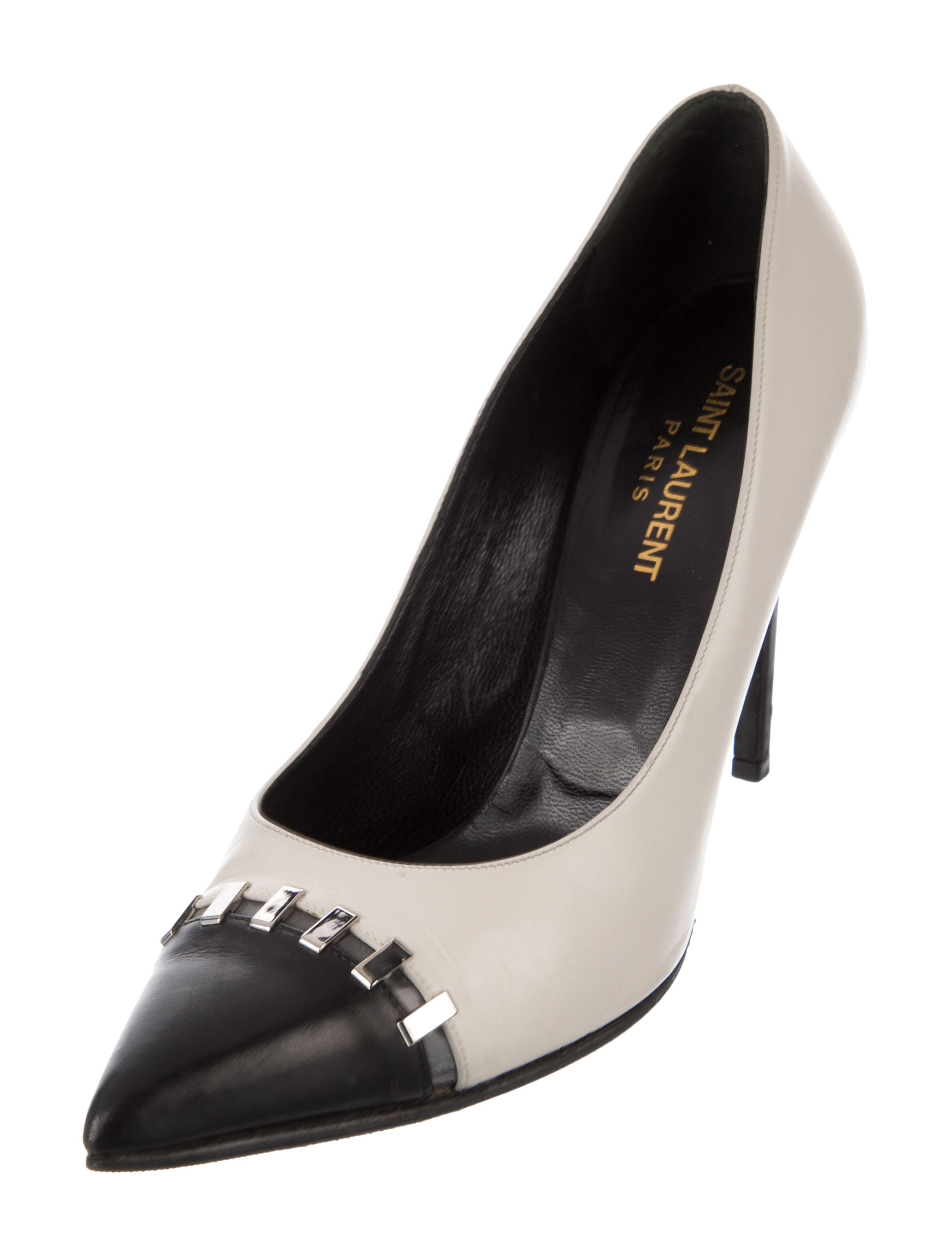 Saint Laurent Leather Colorblock Pattern Pumps