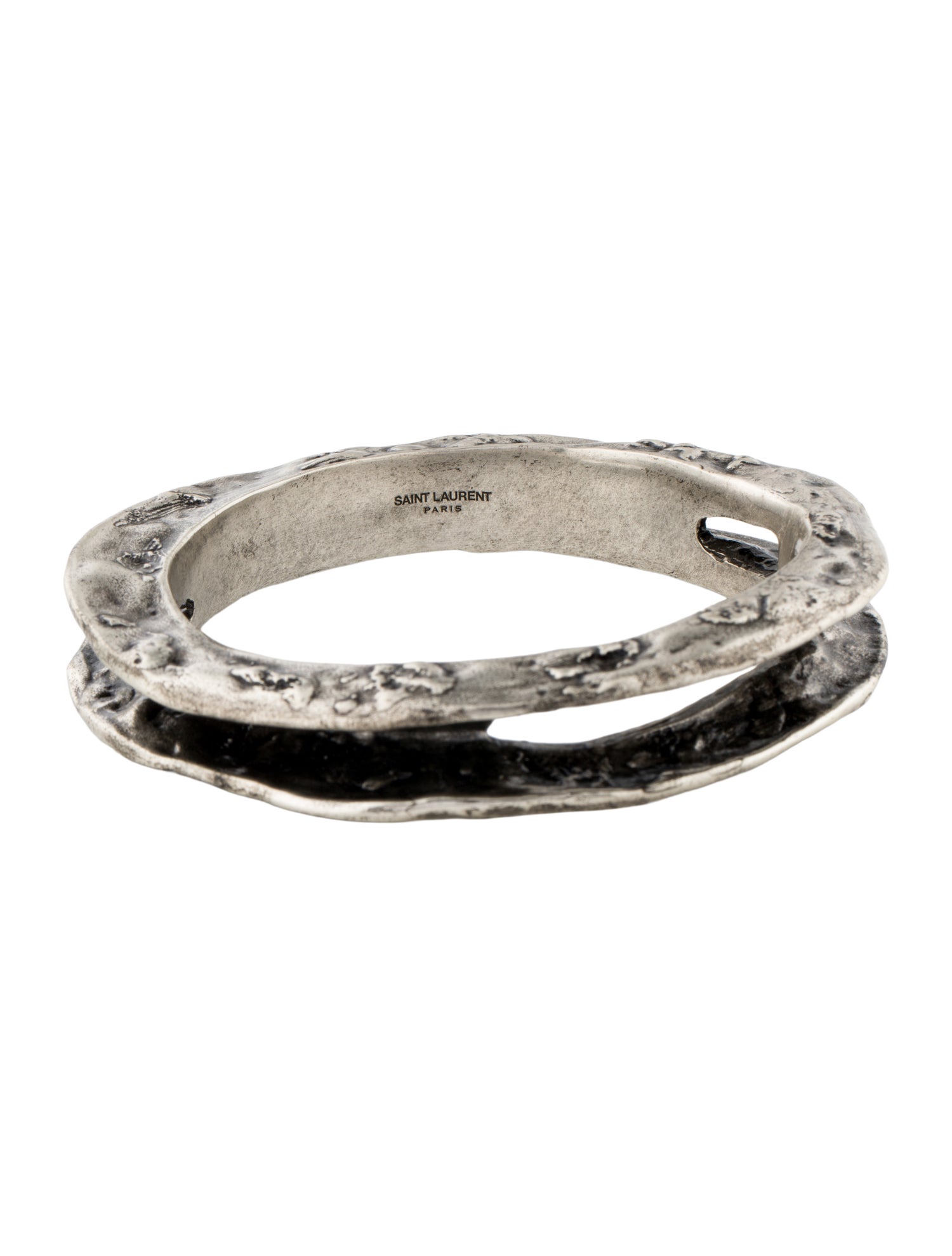 Saint Laurent Hammered Textured Bangle Bracelet