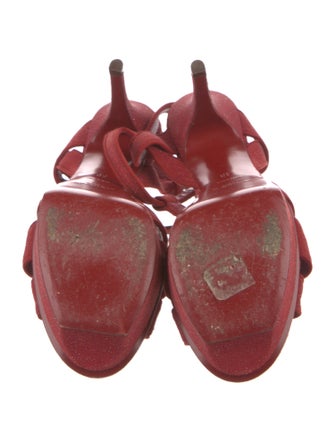 Saint Laurent Satin Glitter Accents T-Strap Sandals