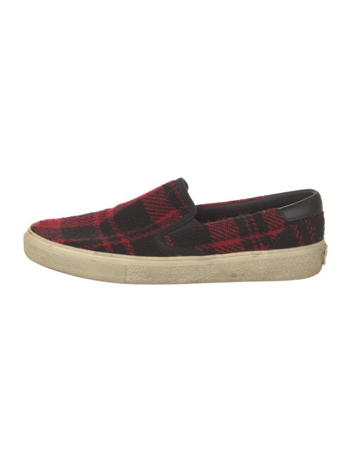 Saint Laurent Tweed Plaid Print Sneakers