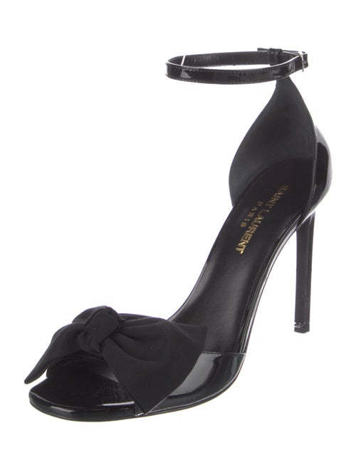 Saint Laurent Patent Leather Bow Accents Sandals