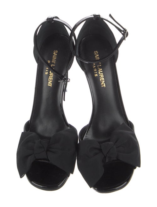Saint Laurent Patent Leather Bow Accents Sandals