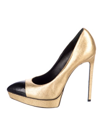 Saint Laurent Glitter Colorblock Pattern Pumps