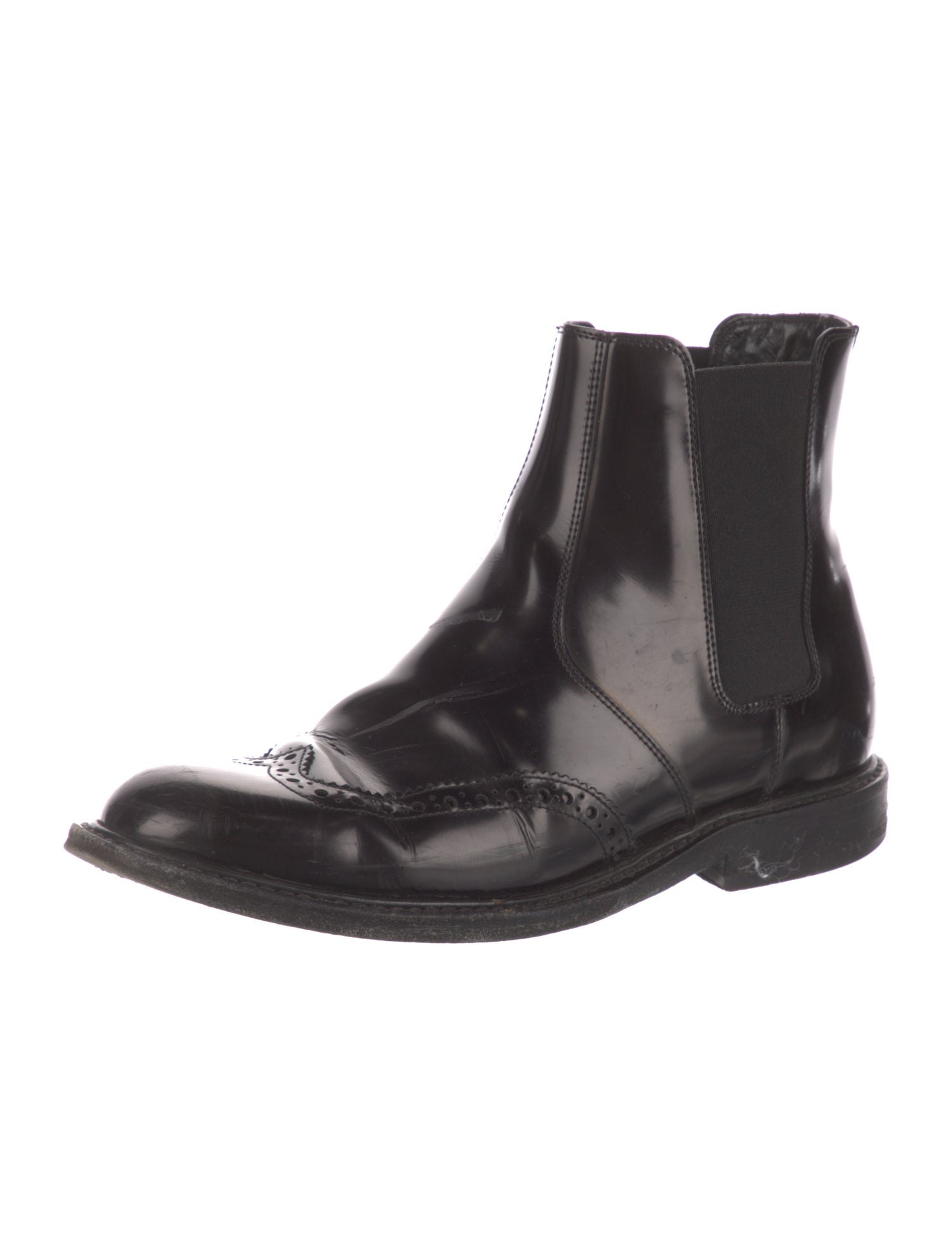 Saint Laurent Leather Eyelet Trim Chelsea Boots