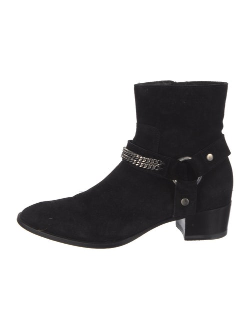 Saint Laurent Suede Chain-Link Accents Boots