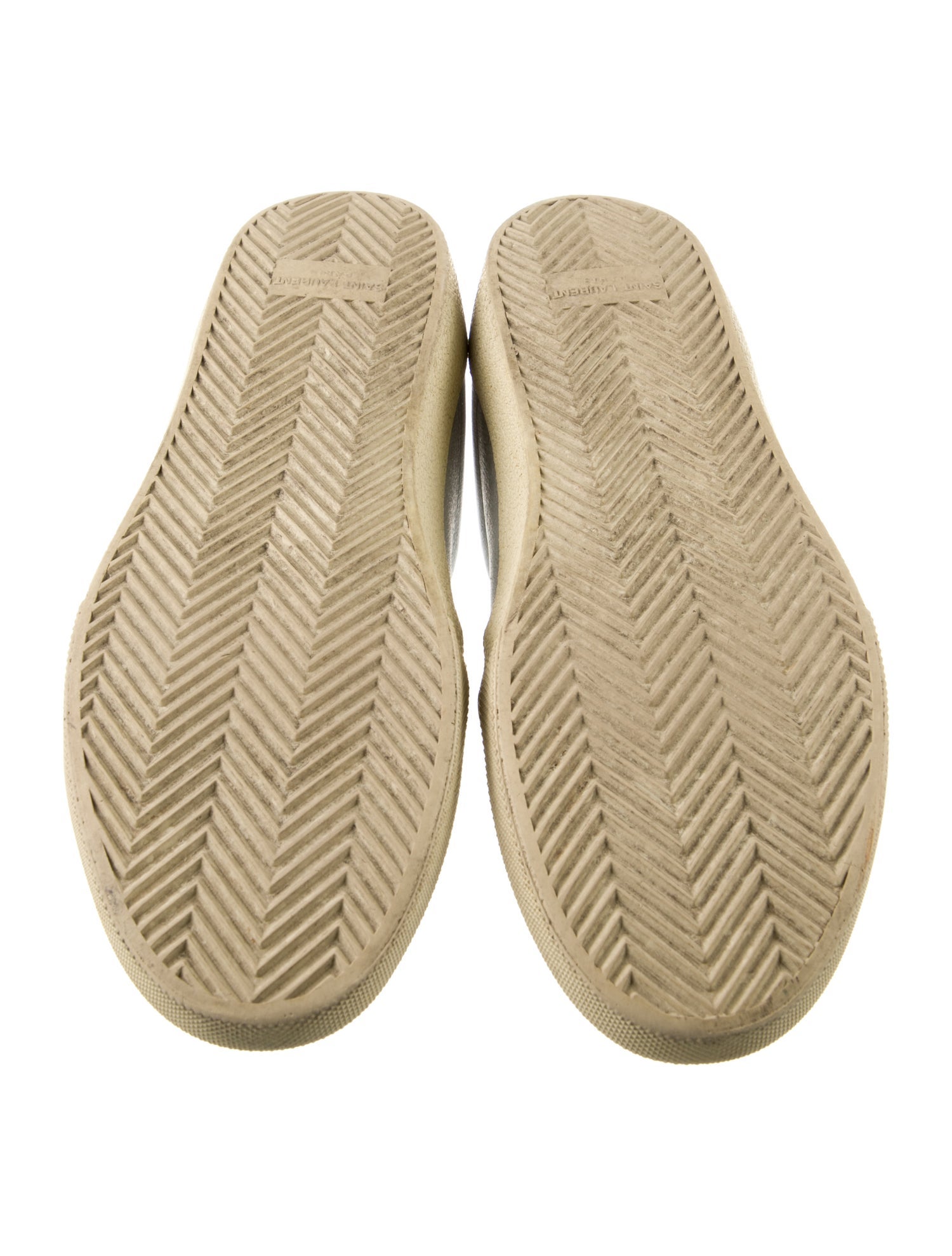 Saint Laurent Leather Embroidered Accent Sneakers