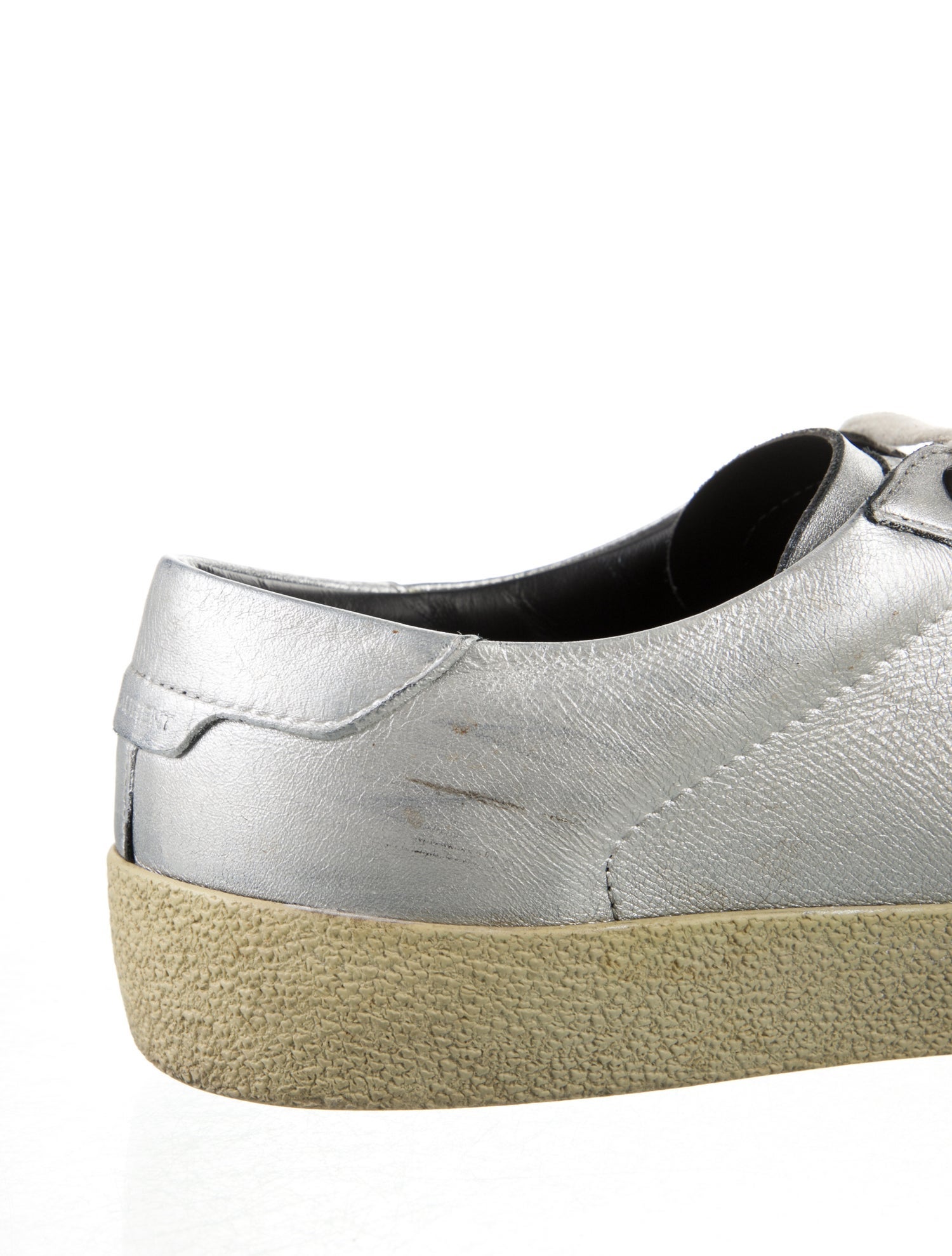 Saint Laurent Leather Embroidered Accent Sneakers