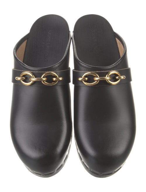 Saint Laurent Leather Chain-Link Accents Mules