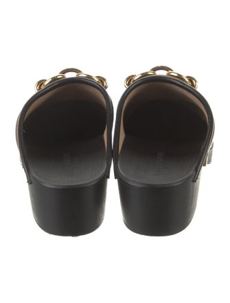 Saint Laurent Leather Chain-Link Accents Mules