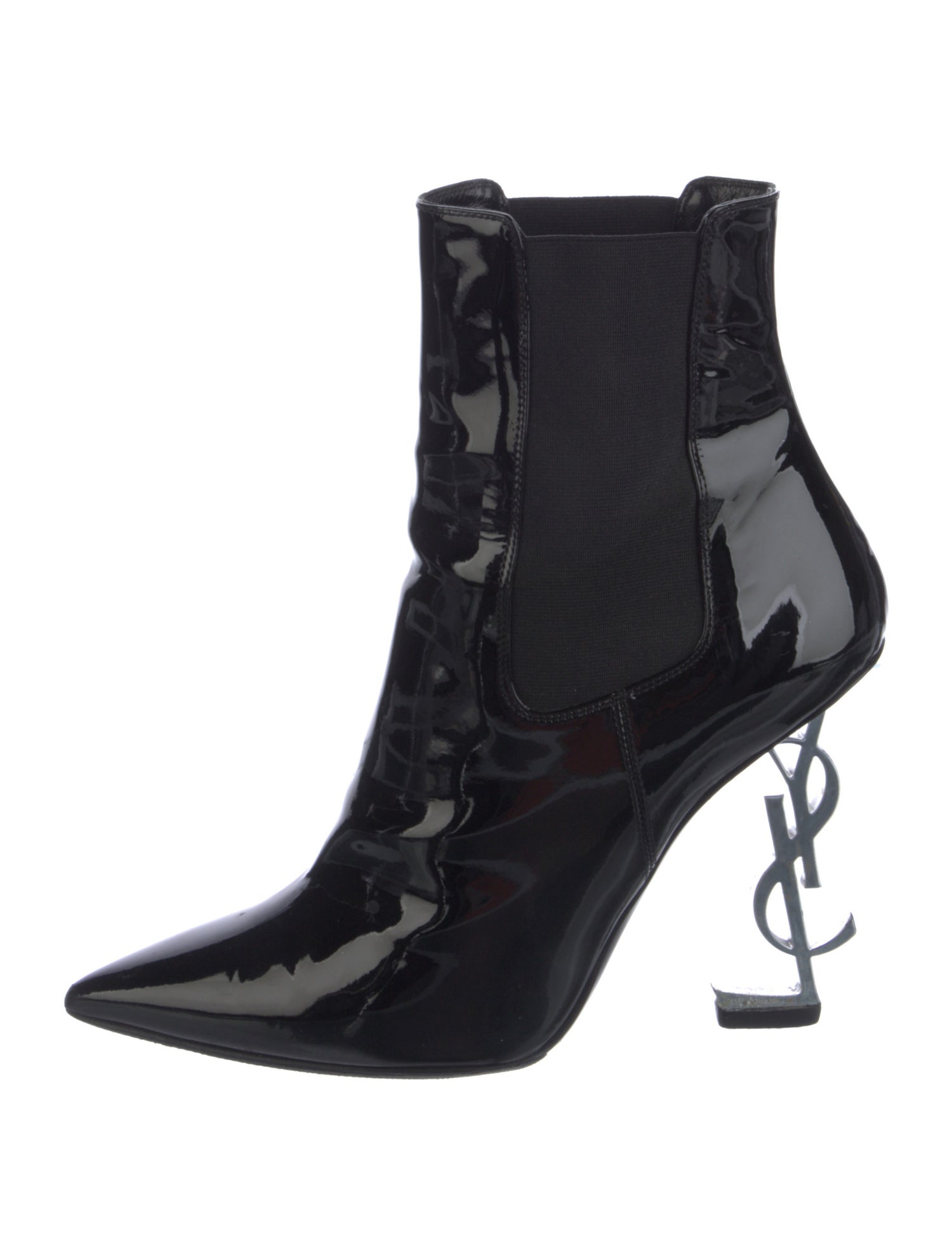 Saint Laurent Patent Leather Lace-Up Boots