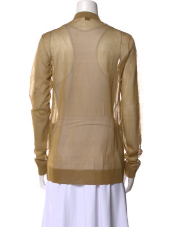 Saint Laurent Silk Mock Neck Button-Up Top