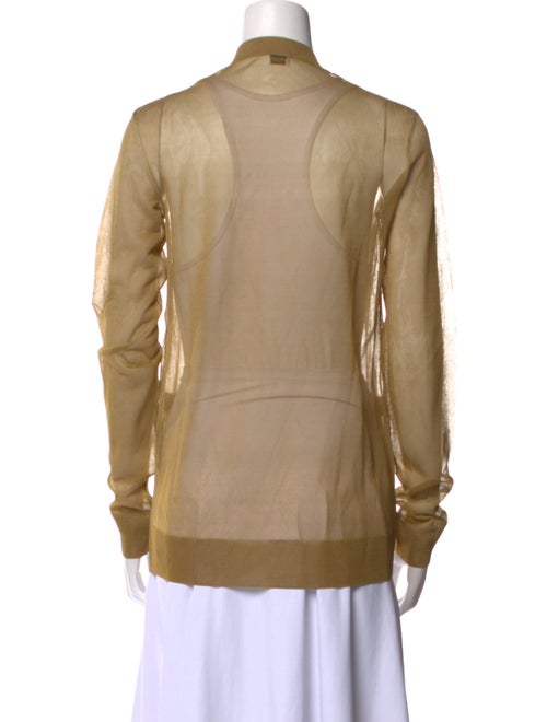 Saint Laurent Silk Mock Neck Button-Up Top