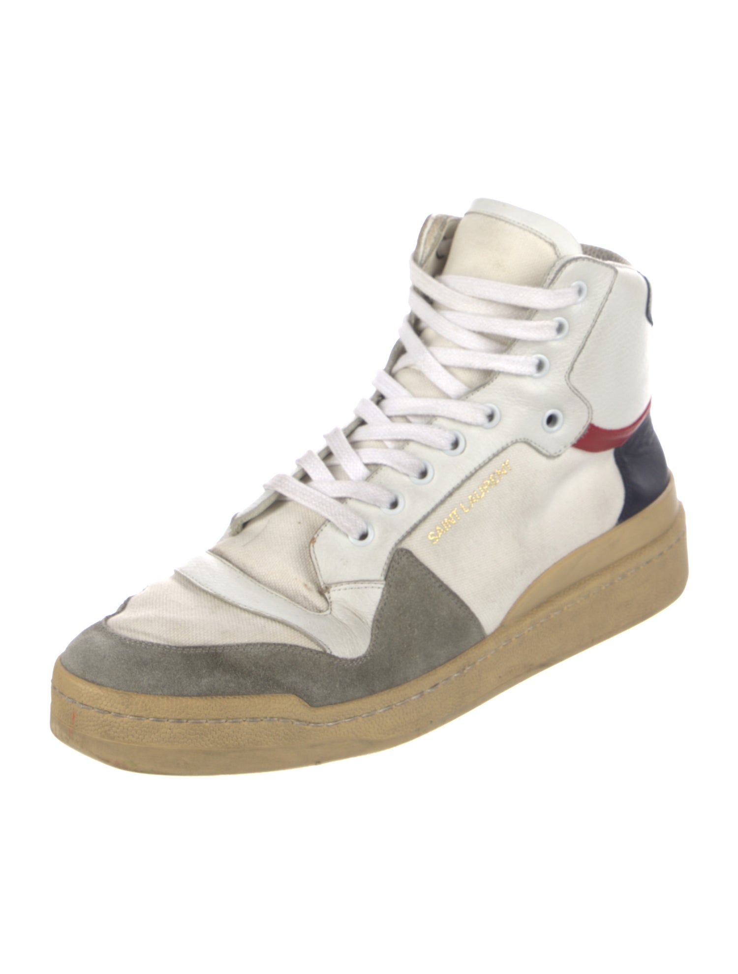 Saint Laurent Leather Colorblock Pattern Sneakers