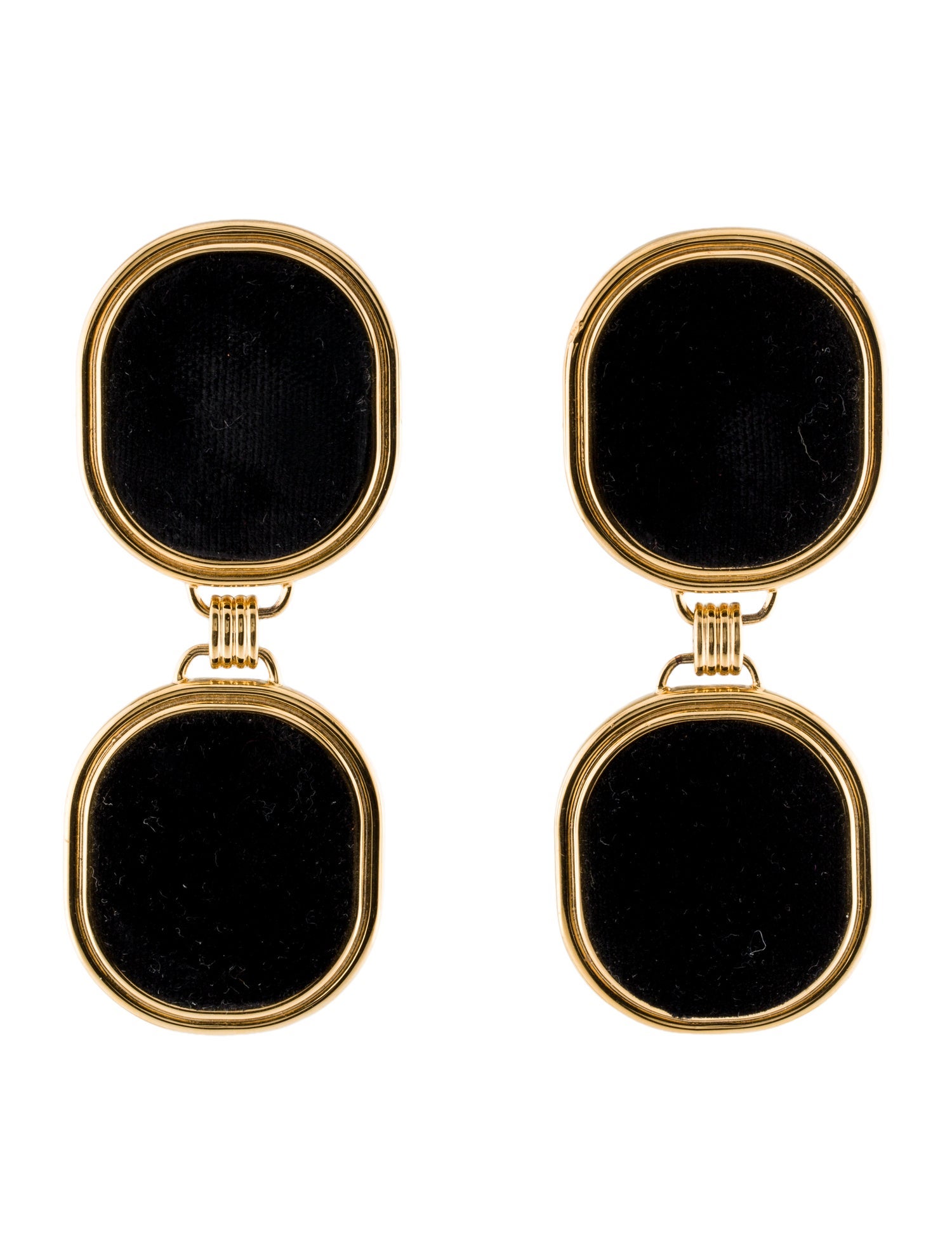 Saint Laurent Twin Square Velvet Drop Earrings