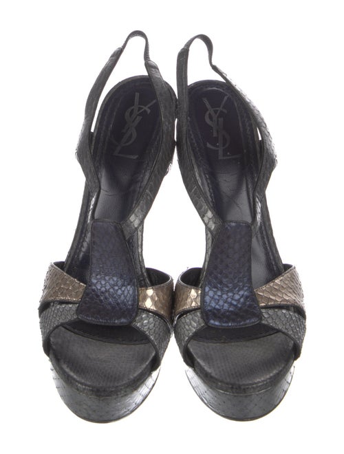 Saint Laurent Leather Animal Print T-Strap Sandals