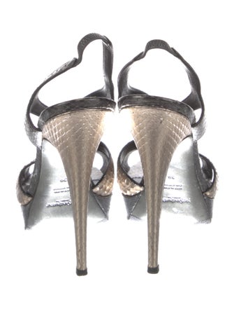 Saint Laurent Leather Animal Print T-Strap Sandals