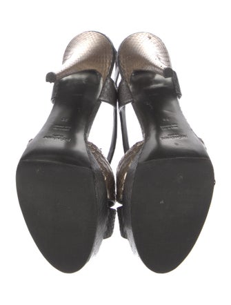 Saint Laurent Leather Animal Print T-Strap Sandals