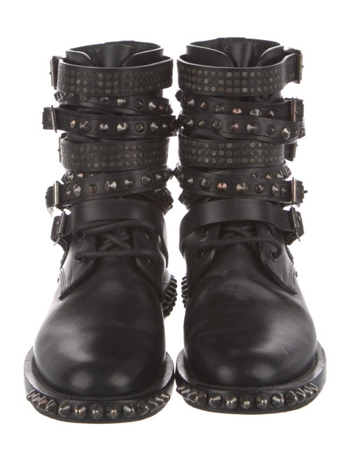 Saint Laurent Leather Studded Accents Combat Boots
