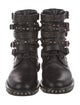 Saint Laurent Leather Studded Accents Combat Boots