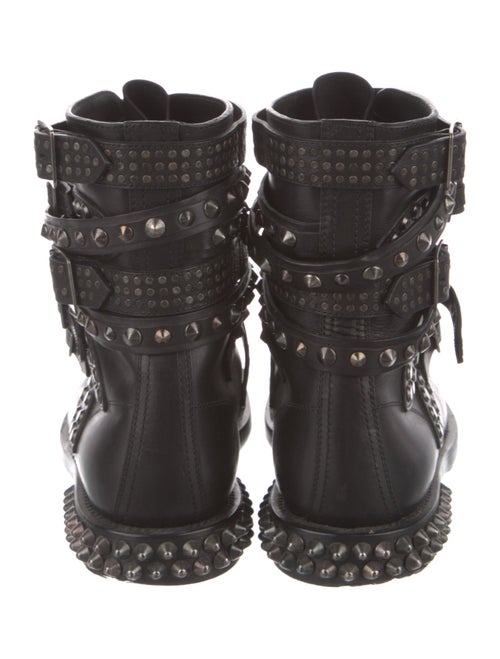 Saint Laurent Leather Studded Accents Combat Boots
