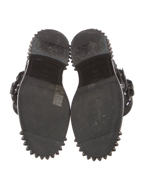 Saint Laurent Leather Studded Accents Combat Boots