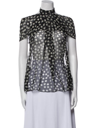 Saint Laurent Silk Polka Dot Print Blouse