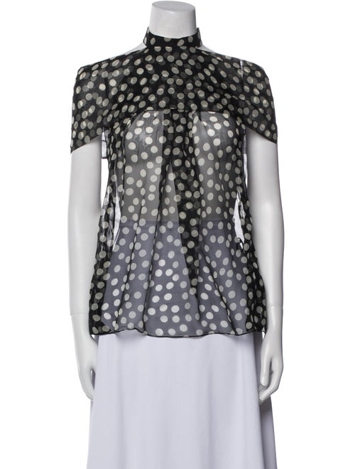 Saint Laurent Silk Polka Dot Print Blouse