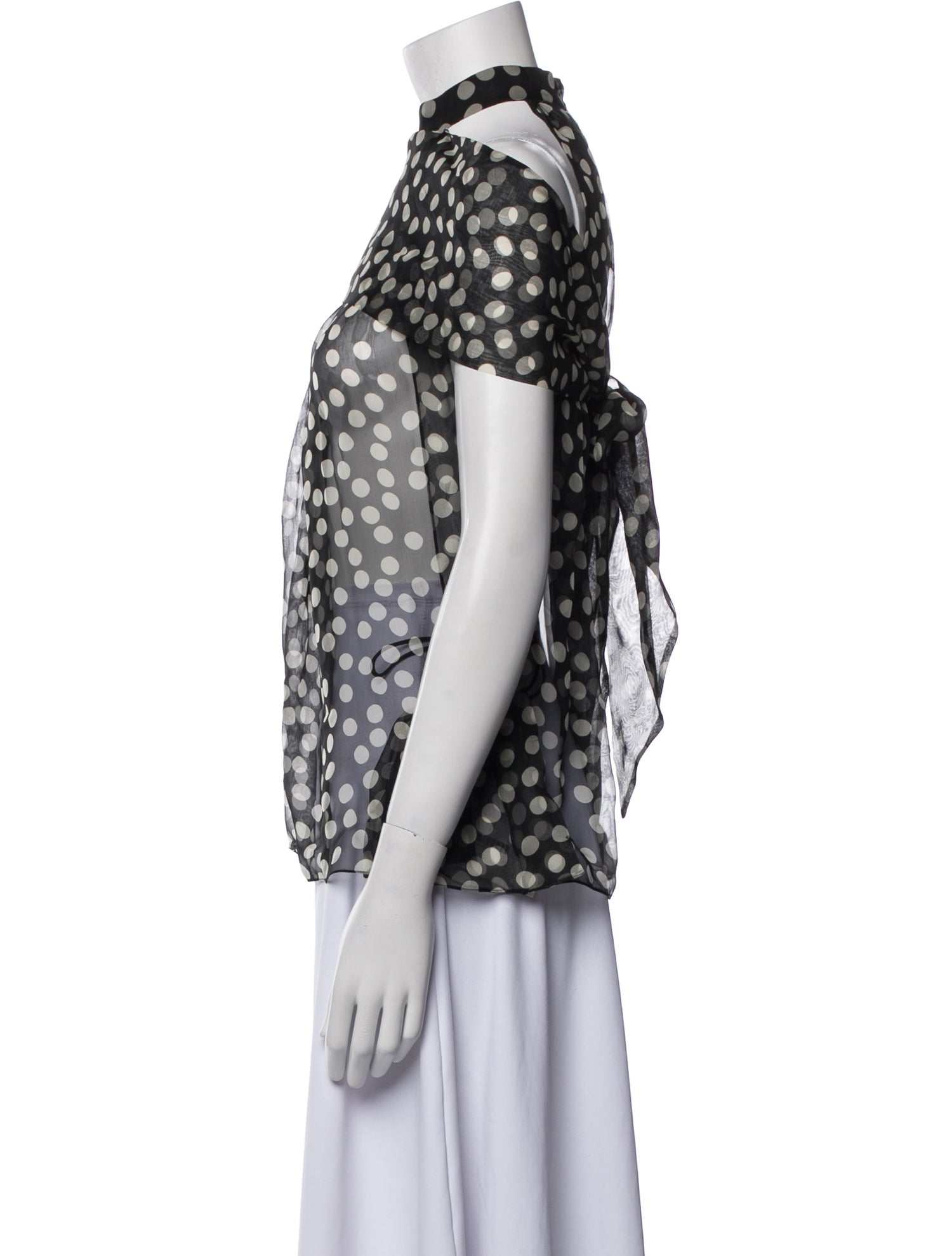 Saint Laurent Silk Polka Dot Print Blouse