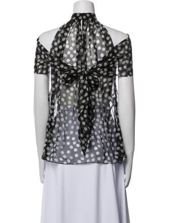 Saint Laurent Silk Polka Dot Print Blouse