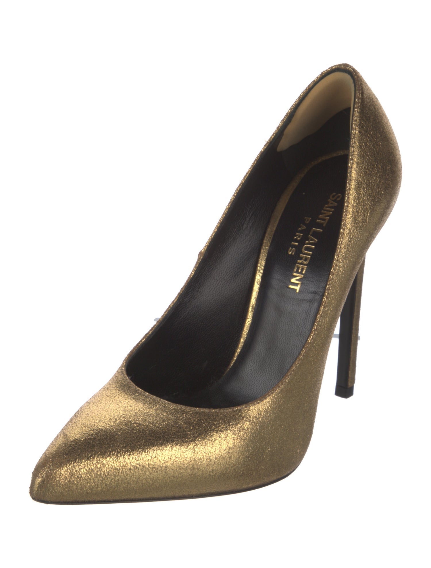 Saint Laurent Leather Glitter Accents Pumps