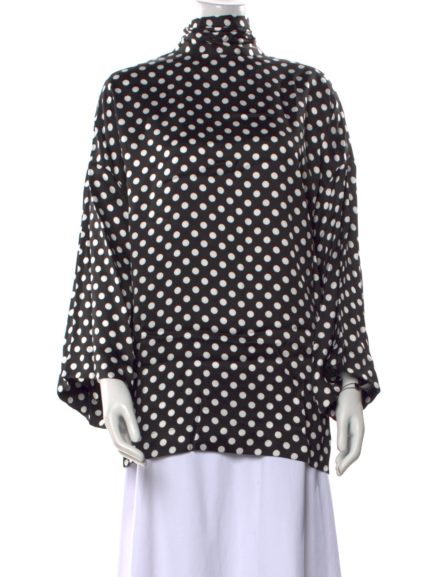 Saint Laurent Satin Polka Dot Print Blouse
